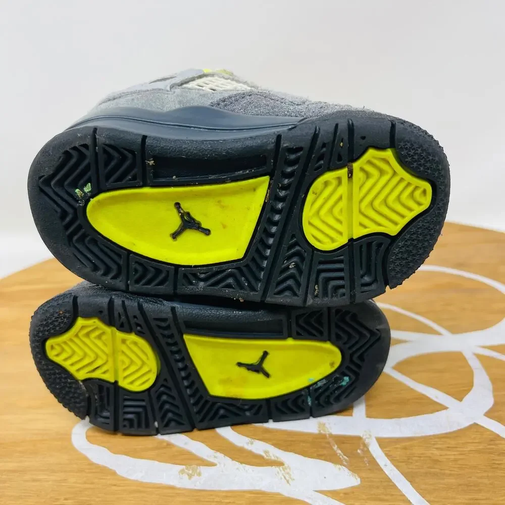 Nike Kids‎ Air Jordan 4 Retro SE 'Neon 95' CT5345-007 Suede Gray Size 4C Toddler